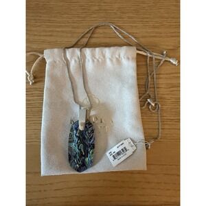 Kendra Scott Inez Abalone Pendate Necklace Rhodium Plated 30" Adjustable NEW